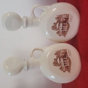 Set of 2 Vintage 1849 Jefferson Monticello Old Fitzgerald.  Glass Decanters.